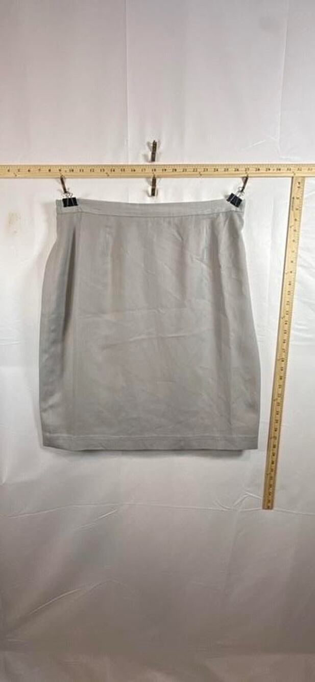 Vintage GMI Skirt 18 Gray Satin Silky Lined Elastic Waist Work Business Midi